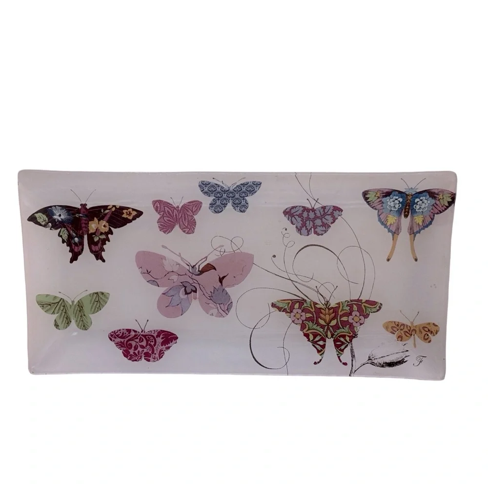 Fringe Studio Elegant‎ Glass Butterfly Tray